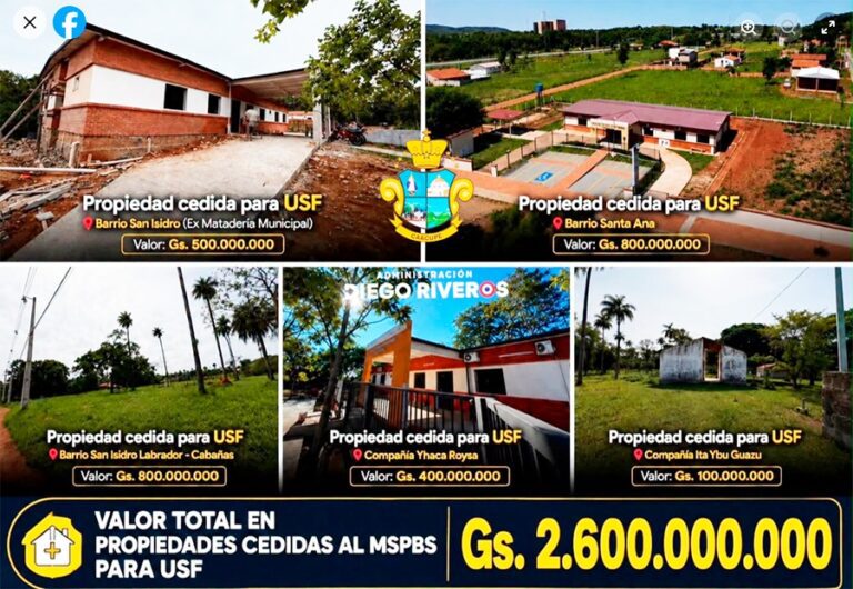 Caacupé: municipalidad canjea terrenos municipales, con tufo de sobrevaluación, por transferencia del 5% de su ingreso al sistema de salud